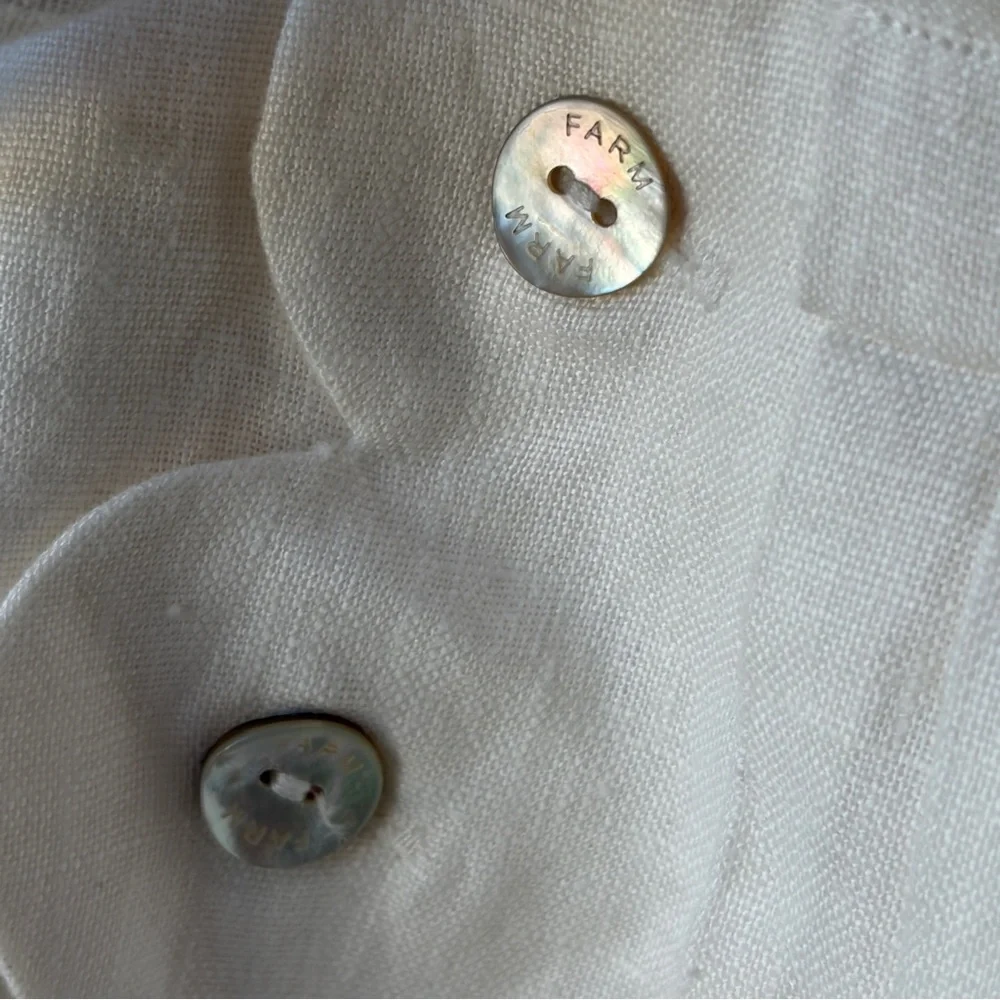 Farm Rio: Off-White Wavy Pockets Premium Linen Shorts - Picture 11 of 11